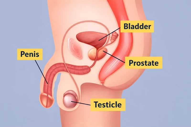 diagram showing how frequent nighttime urination is related to the prostate and bladder in men over 40